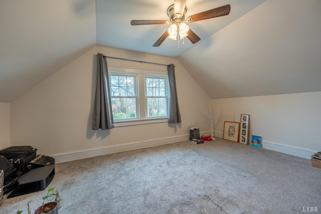3040 Forest Hills Cir, Lynchburg, VA 24501 - additional living space with carpet floors, lofted ceiling, and ceiling fan