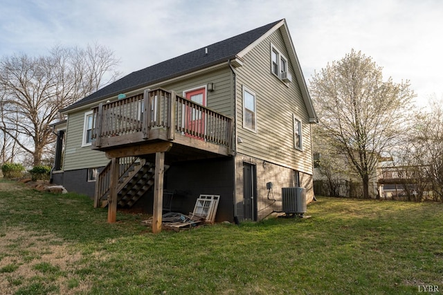 3040 Forest Hills Cir, Lynchburg, VA 24501 - rear view of house with a deck, stairway, and a yard
