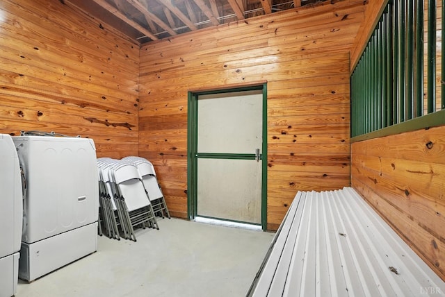 1433 Piney Mountain Rd, Appomattox, VA 24522 - misc room featuring concrete floors and wood walls