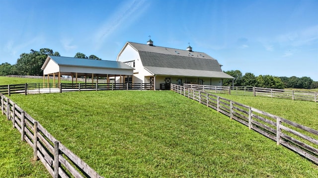 1433 Piney Mountain Rd, Appomattox, VA 24522 - exterior space with an exterior structure, a view of countryside, an outbuilding, and a riding arena