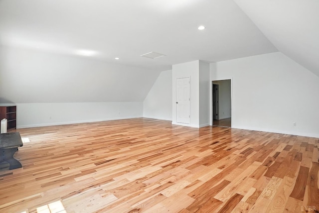 1433 Piney Mountain Rd, Appomattox, VA 24522 - bonus room with vaulted ceiling, light wood-style flooring, a wood stove, and recessed lighting