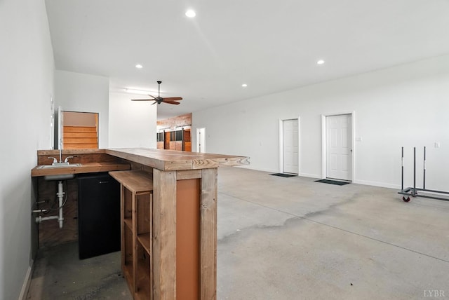 1433 Piney Mountain Rd, Appomattox, VA 24522 - bar with concrete flooring, recessed lighting, and ceiling fan