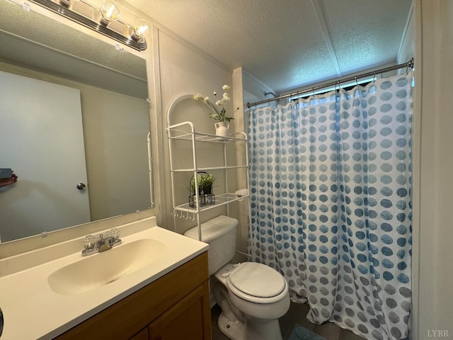 3687 Old Grist Mill Rd, Appomattox, VA 24522 - bathroom with vanity, curtained shower, and a textured ceiling