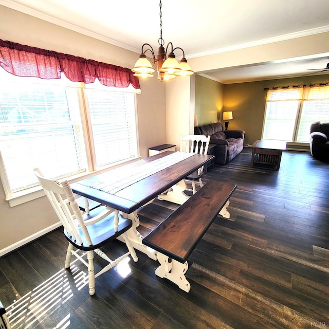 509 Meadowbrook Ln, Rustburg, VA 24588 - dining room featuring crown molding, a chandelier, and wood finished floors