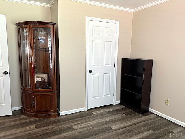 509 Meadowbrook Ln, Rustburg, VA 24588 - unfurnished bedroom featuring crown molding and dark wood-style floors