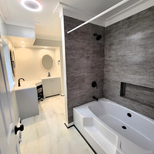 509 Meadowbrook Ln, Rustburg, VA 24588 - full bath featuring marble finish floors, vanity, and shower / bathtub combination