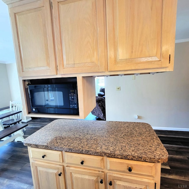 509 Meadowbrook Ln, Rustburg, VA 24588 - kitchen view of black microwave, light brown cabinetry, and dark wood-type flooring
