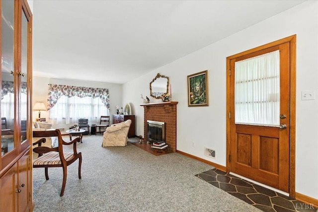 4317 Montgomery Rd, Lynchburg, VA 24503 - living room featuring carpet flooring and a fireplace