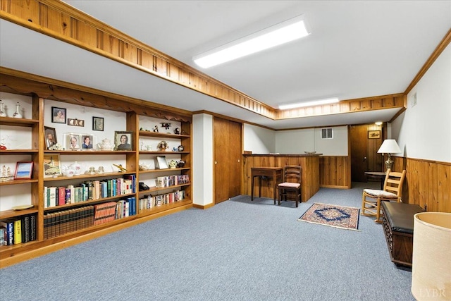4317 Montgomery Rd, Lynchburg, VA 24503 - sitting room with carpet, wood walls, and wainscoting
