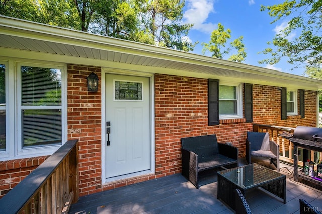 387 Stage Rd, Amherst, VA 24521 - entrance to property with a deck and brick siding