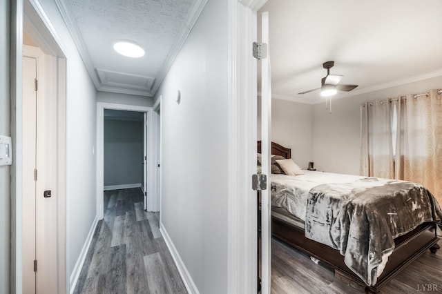 387 Stage Rd, Amherst, VA 24521 - bedroom with wood finished floors, attic access, crown molding, and ceiling fan