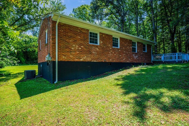 387 Stage Rd, Amherst, VA 24521 - view of property exterior with a yard, brick siding, and a deck