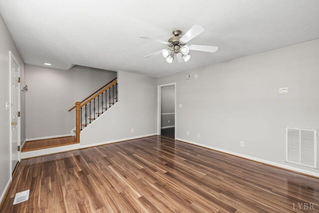 1036 Middle View Dr, Forest, VA 24551 - empty room with a ceiling fan, wood finished floors, stairs, and recessed lighting