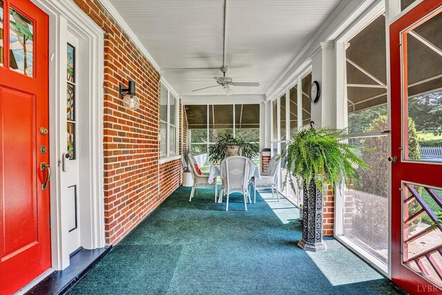 519 Belvedere St, Lynchburg, VA 24503 - unfurnished sunroom featuring a ceiling fan and plenty of natural light
