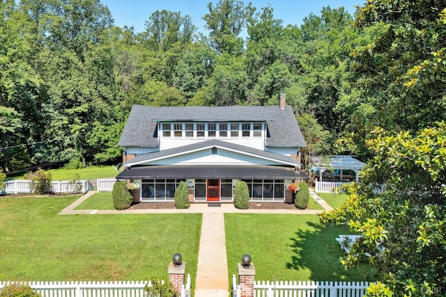 519 Belvedere St, Lynchburg, VA 24503 - view of front of house with a fenced front yard and a chimney