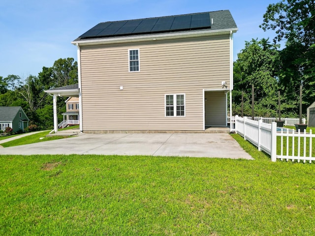 202 Bonterra Pl, Lynchburg, VA 24501 - rear view of house featuring solar panels and a patio area