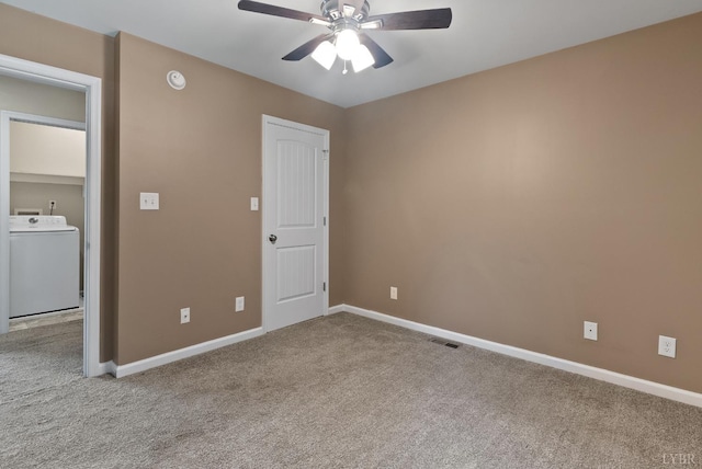 202 Bonterra Pl, Lynchburg, VA 24501 - carpeted empty room featuring washer / clothes dryer, ceiling fan, and a smoke detector