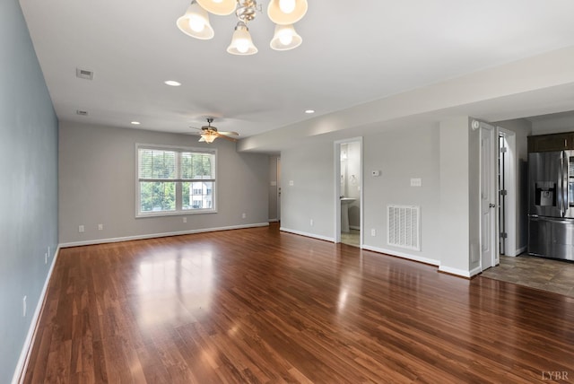 202 Bonterra Pl, Lynchburg, VA 24501 - spare room with wood finished floors, a chandelier, ceiling fan, and recessed lighting