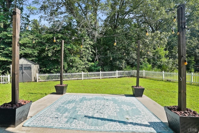 202 Bonterra Pl, Lynchburg, VA 24501 - fenced backyard featuring a storage unit and a patio