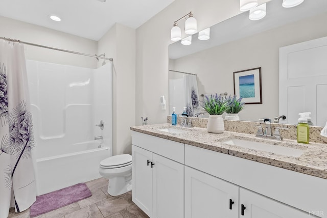 1055 Graystone Ln, Forest, VA 24551 - full bath with double vanity and shower / bathtub combination with curtain