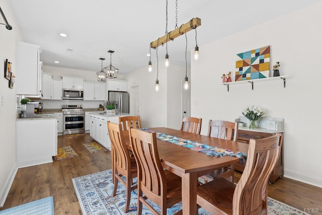 1055 Graystone Ln, Forest, VA 24551 - dining space featuring dark wood-style floors, a chandelier, and recessed lighting
