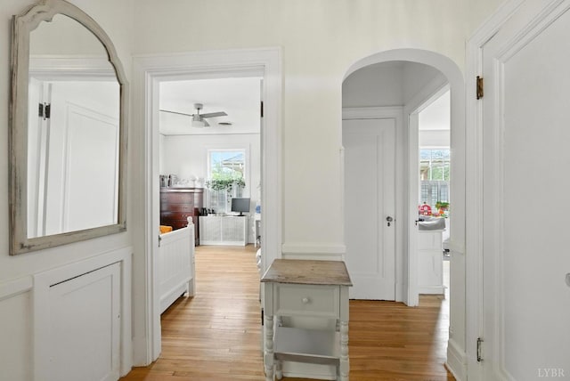 2212 Rivermont Ave, Lynchburg, VA 24503 - hallway with light wood-type flooring and arched walkways