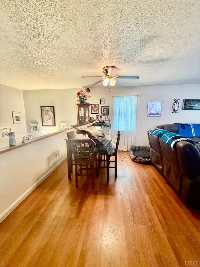 1119 Tyree St, Lynchburg, VA 24504 - dining space featuring wood finished floors, a textured ceiling, and ceiling fan