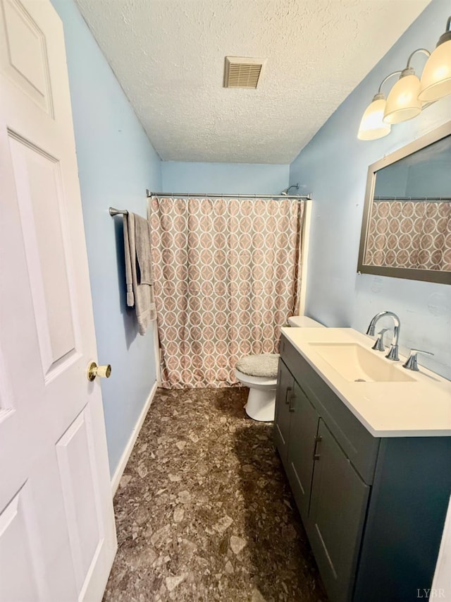 1119 Tyree St, Lynchburg, VA 24504 - full bathroom featuring vanity, a textured ceiling, stone finish floors, and curtained shower