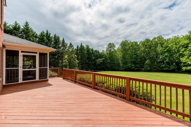 102 Stirling Ct, Forest, VA 24551 - wooden deck with a lawn and a sunroom
