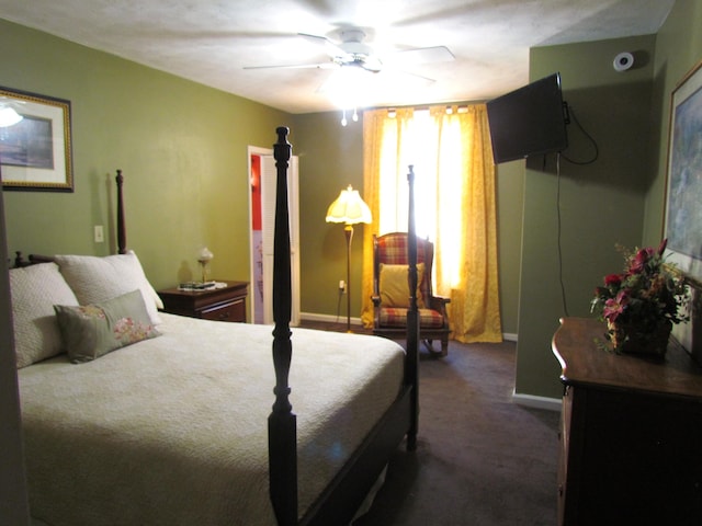740 W 2nd N St, Morristown, TN 37814 - bedroom with dark carpet and a ceiling fan
