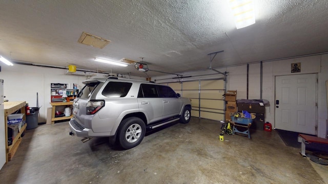 garage with a garage door opener