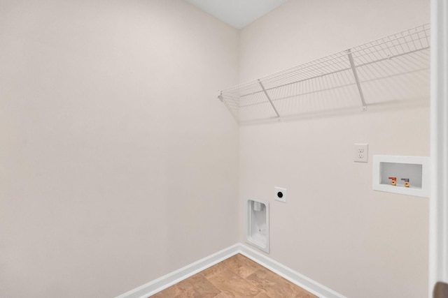 laundry room featuring washer hookup, laundry area, electric dryer hookup, and baseboards