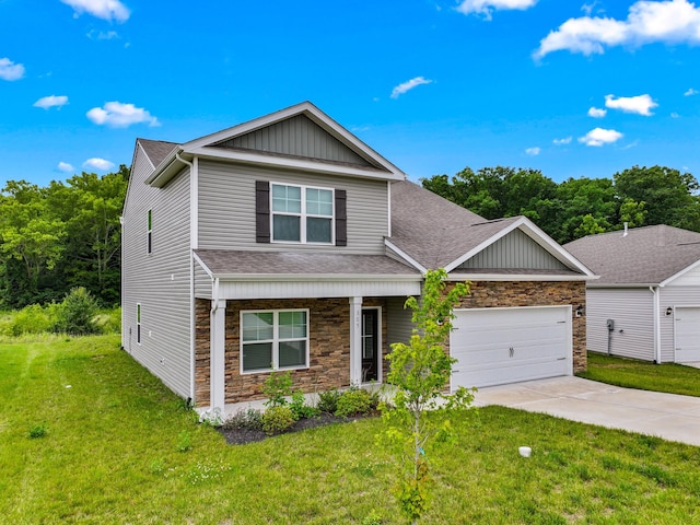 305 Eclipse Ln, Knoxville, TN 37924 - view of front of property featuring stone siding, board and batten siding, a shingled roof, and a garage