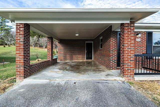 view of patio featuring a carport