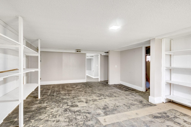 interior space with a textured ceiling