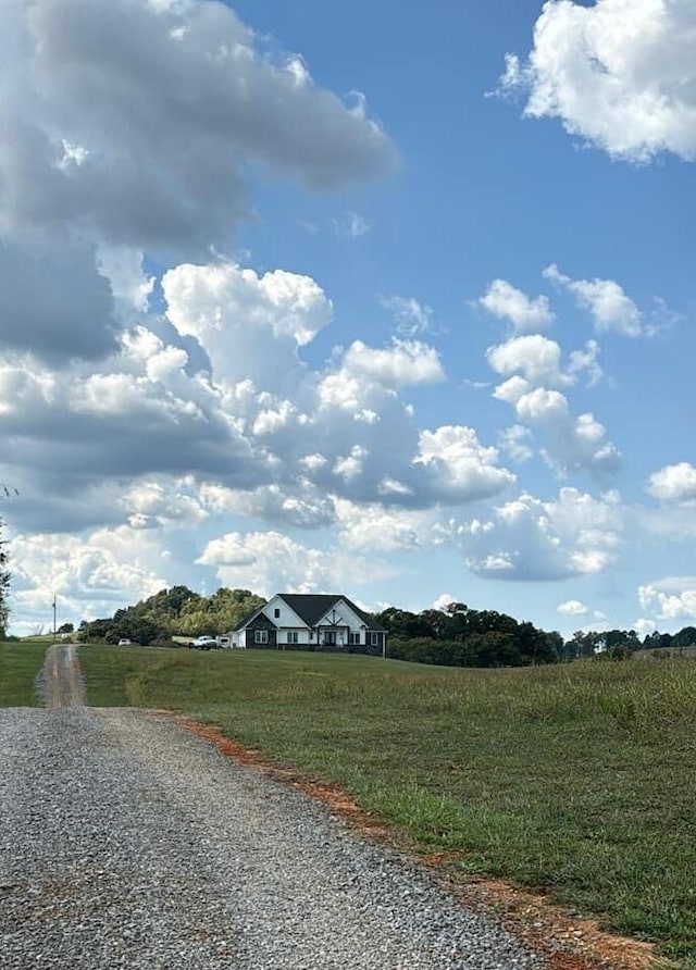 view of road with a rural view