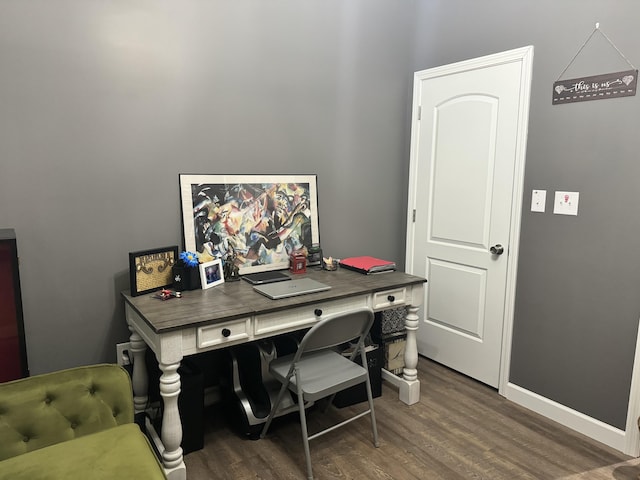 office space featuring dark hardwood / wood-style floors