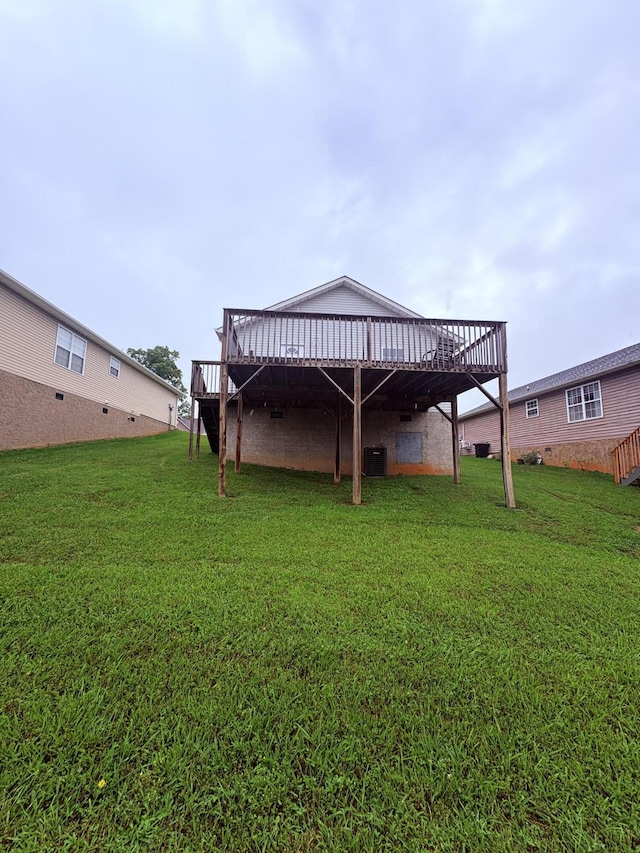 1623 Monte Vista Dr, Sevierville, TN 37862 - back of house with a deck, a yard, central AC unit, and stairway