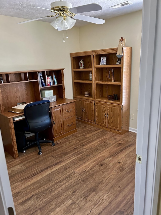 1623 Monte Vista Dr, Sevierville, TN 37862 - office space featuring ceiling fan, dark wood-style flooring, and a textured ceiling