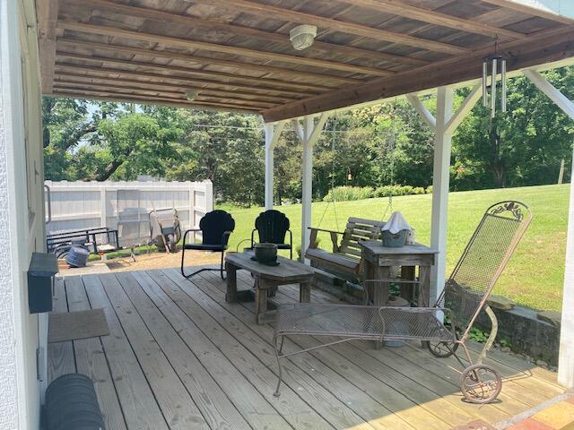 1211 W 6th N St, Morristown, TN 37814 - deck with a yard and view of wooded area