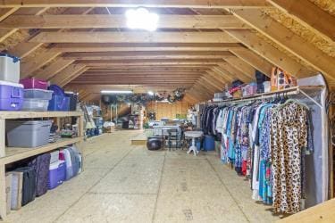 view of unfinished attic