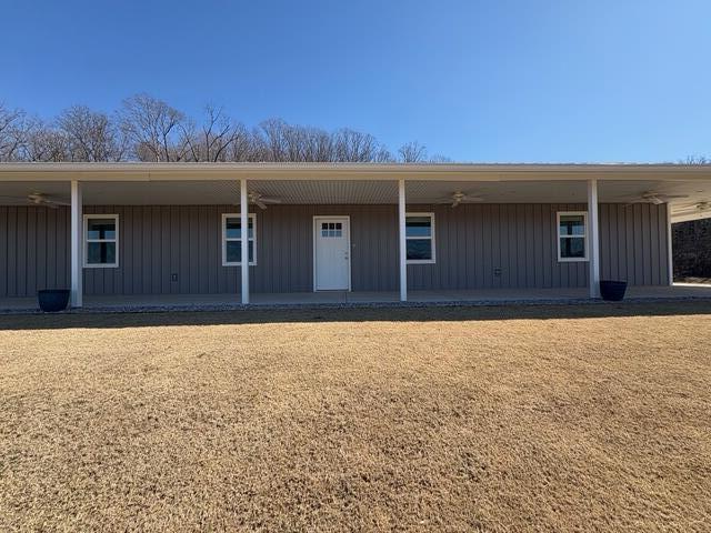 exterior space with board and batten siding