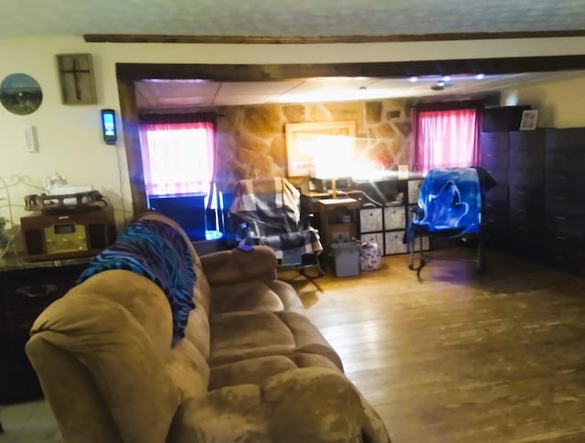 living room with wood-type flooring