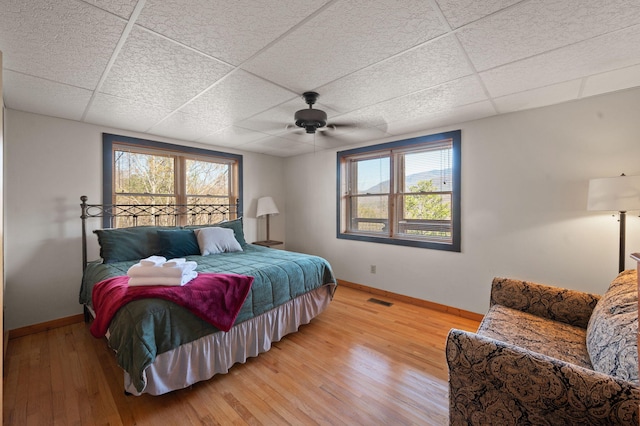 449 Lucerne Way, Gatlinburg, TN 37738 - bedroom featuring visible vents, a paneled ceiling, baseboards, and light wood finished floors