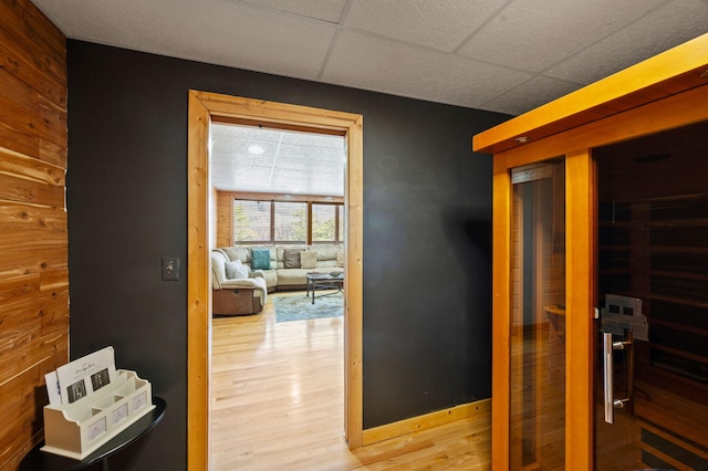 449 Lucerne Way, Gatlinburg, TN 37738 - corridor featuring a drop ceiling, a sauna, and wood finished floors