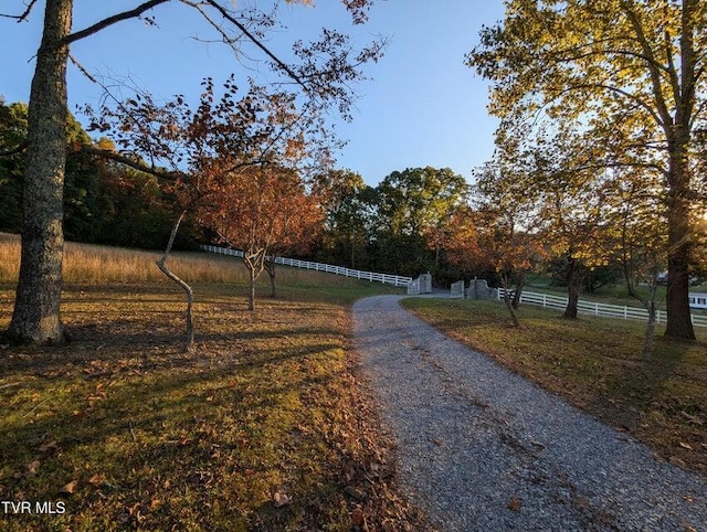 view of street with a rural view