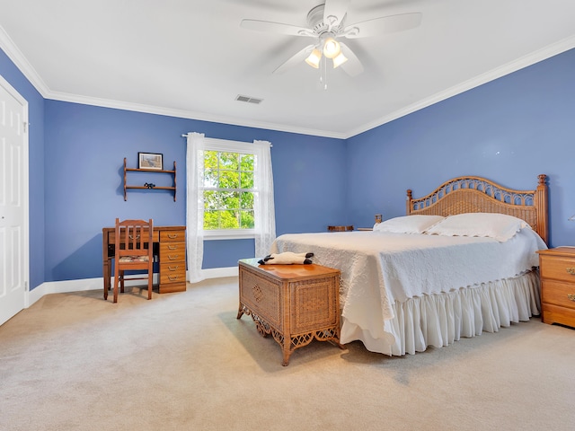 6525 Idumea Rd, Corryton, TN 37721 - bedroom featuring carpet flooring, crown molding, baseboards, and a ceiling fan