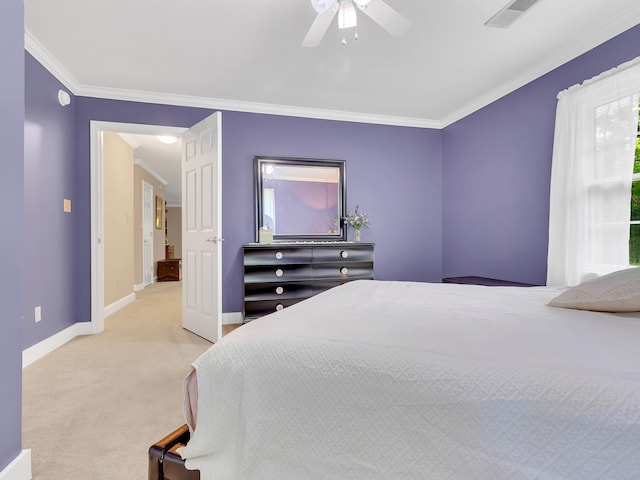 6525 Idumea Rd, Corryton, TN 37721 - bedroom featuring ornamental molding, carpet floors, baseboards, and ceiling fan