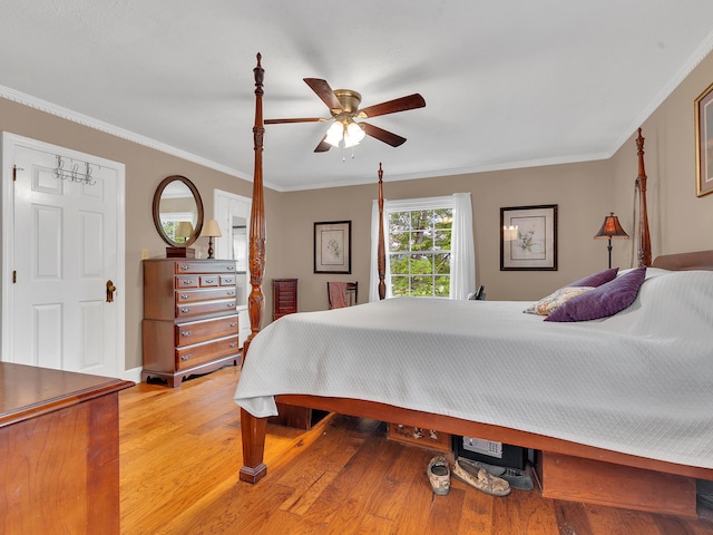 6525 Idumea Rd, Corryton, TN 37721 - bedroom featuring light wood-style floors, ornamental molding, and ceiling fan