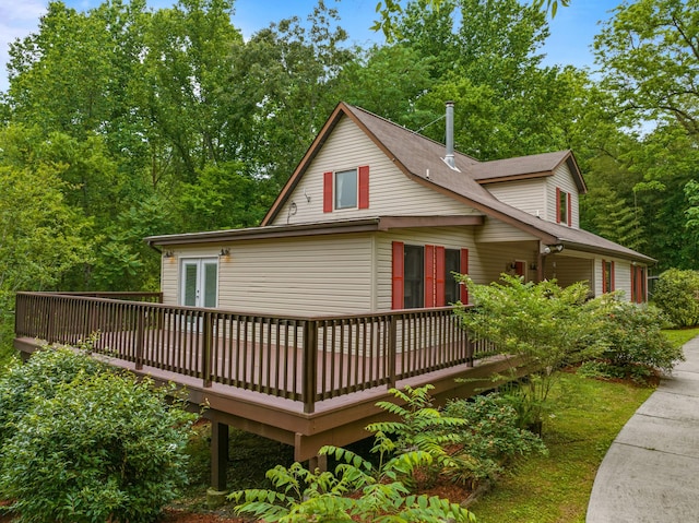 2935 Glendale Community Rd, Greenback, TN 37742 - view of side of home featuring a deck, french doors, and a shingled roof